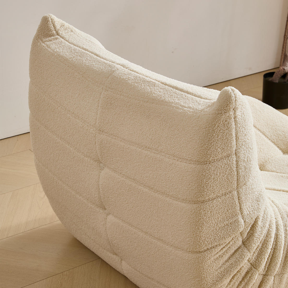 SITZSACK Stoff Beige mit Fußstütze, gepolsterter Loungesessel mit breiter Sitzfläche - Beige, Textil (85/79/114cm) - WISHDOR