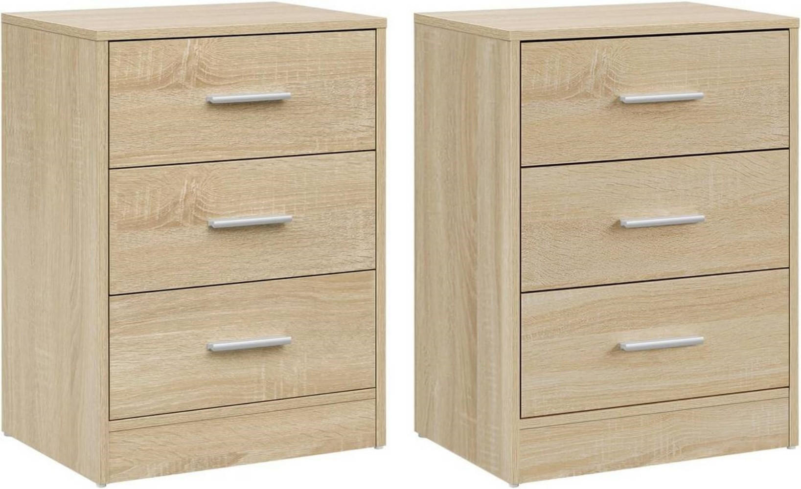 NACHTTISCH 2er Set, 39x54x28 cm, Helle Eiche - Eichefarben, Holzwerkstoff (39/54/28cm) - Woltu