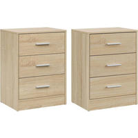 NACHTTISCH 2er Set, 39x54x28 cm, Helle Eiche - Eichefarben, Holzwerkstoff (39/54/28cm) - Woltu