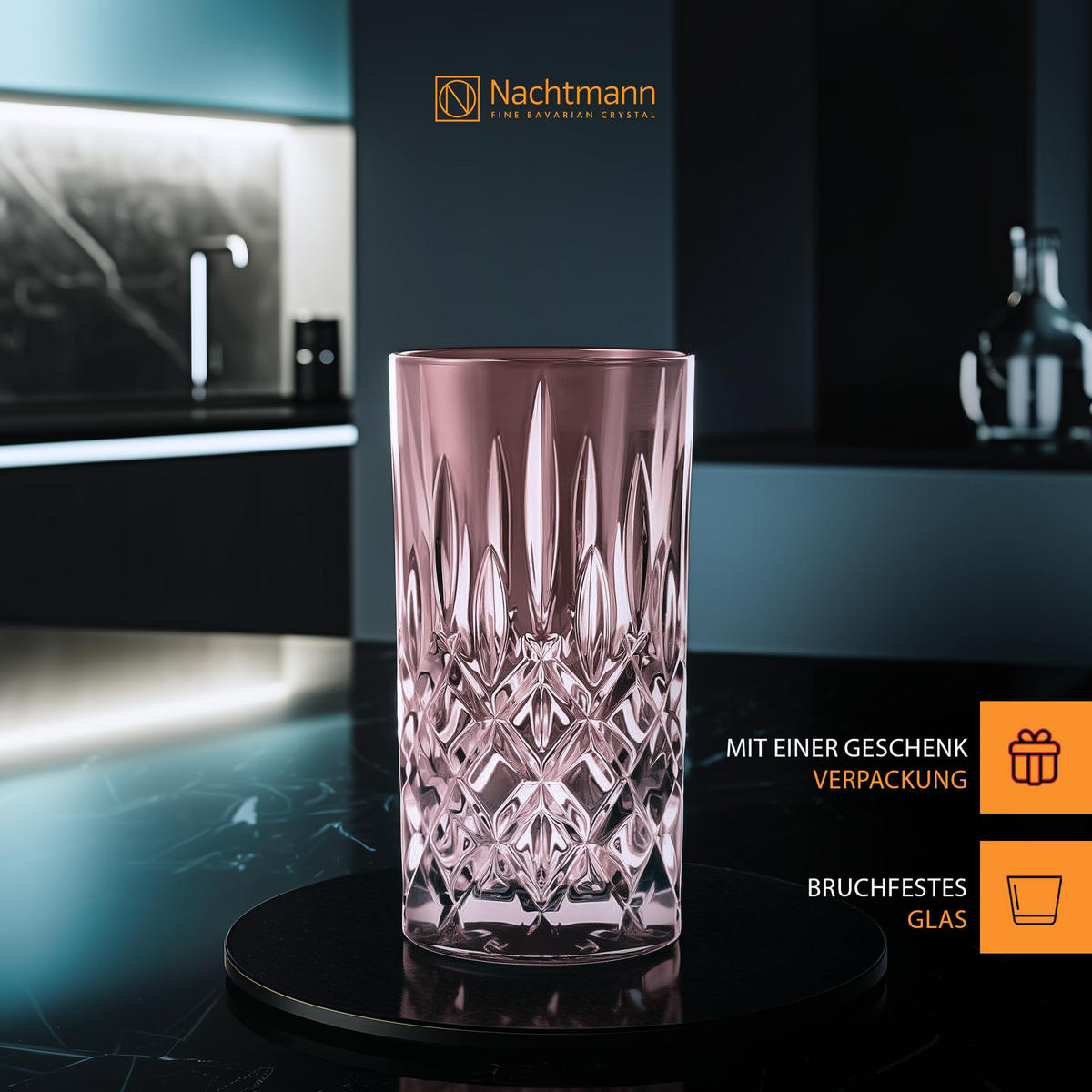 LONGDRINKGLÄSER Noblesse Colors Rosé 395 ml 2er Set - Rosa, Glas (0.395L) - Nachtmann