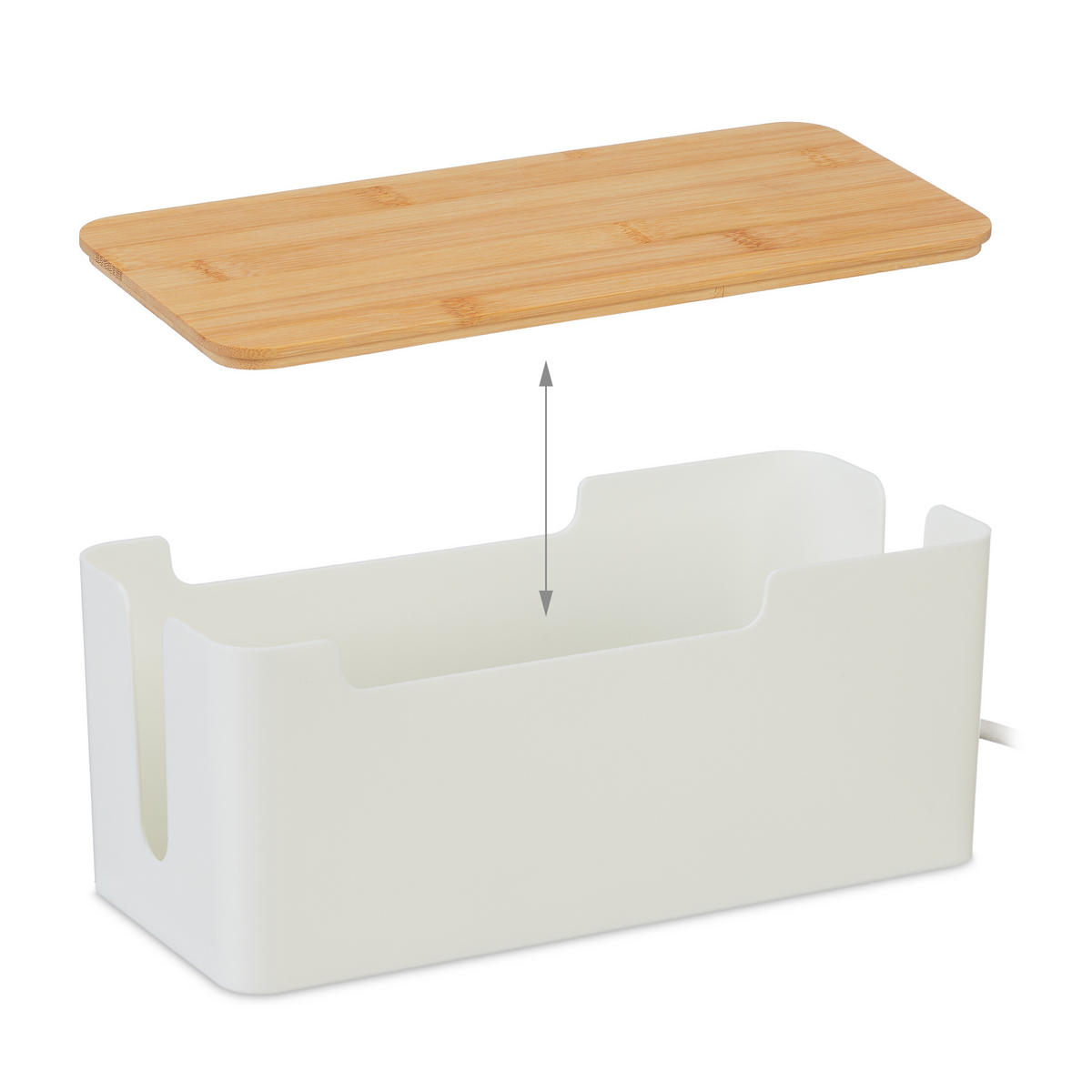 KABELBOX - Weiß, Holz/Kunststoff (14/31/13cm) - Relaxdays
