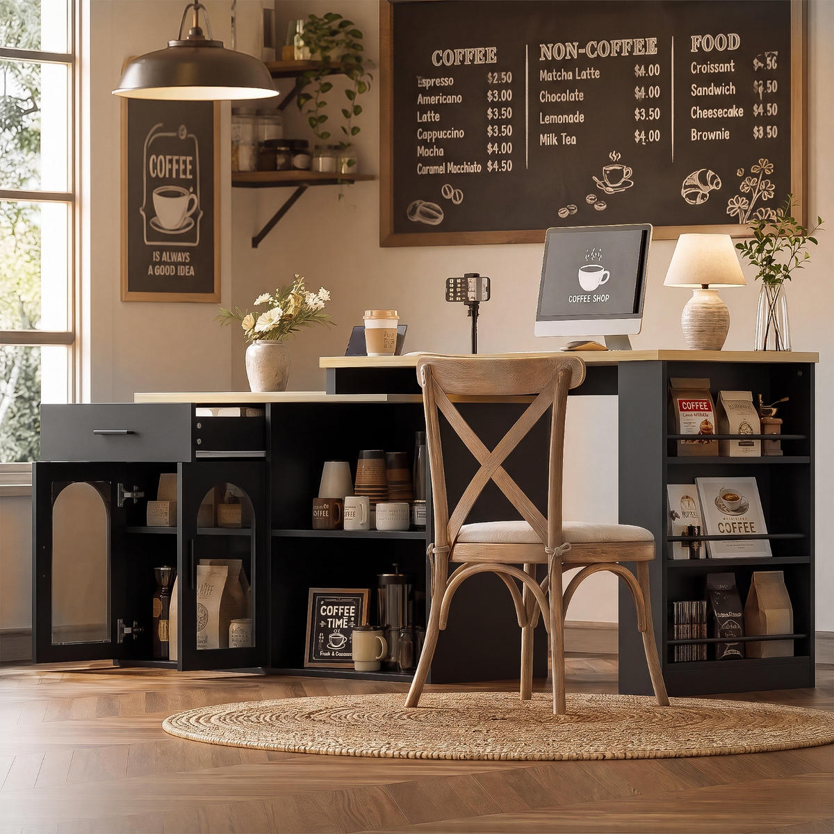 KÜCHENINSEL 360° DREHBAR, MIT STAURAUM, MDF, Für Esszimmer Und Küche, 136/50/78 cm - Schwarz, Holzwerkstoff (50/78/136cm) - Rolipo
