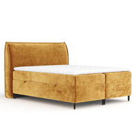 BOXBETT 200/200 cm Corvus, in Honigfarbe, Matratze, Topper, Bettkasten, H4 = sehr fest - Schwarz/Honig, Holz/Holzwerkstoff (200/200cm) - Maison de Reve
