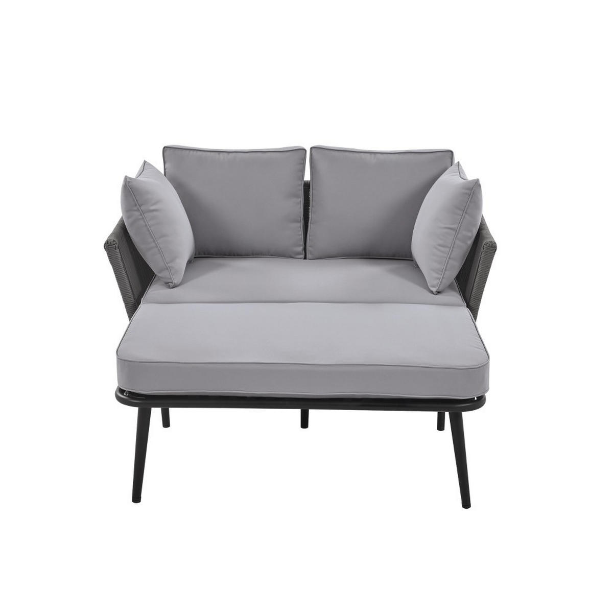 LOUNGESOFA mit 2 Kissen und 2 Polster，Grau - Grau, Textil (130/67/120cm) - KOMHTOM