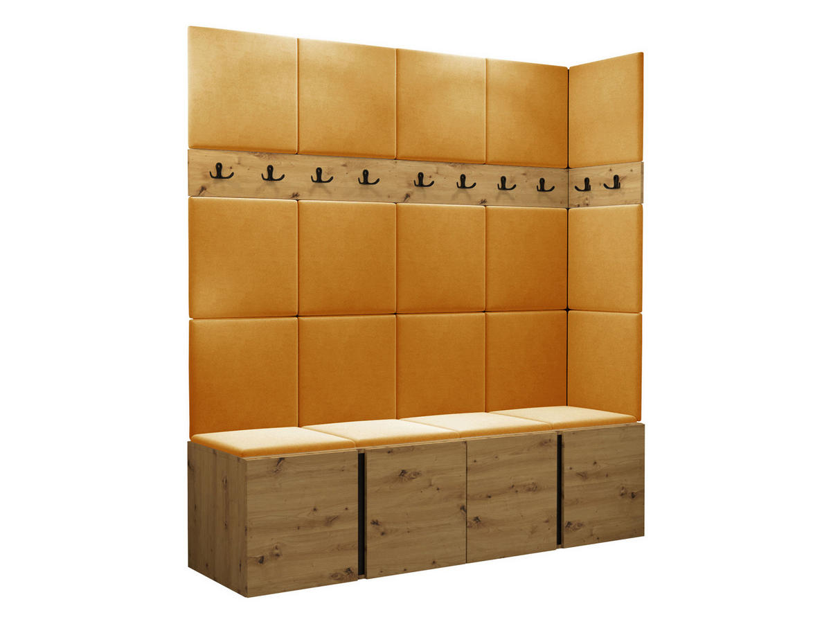 GARDEROBEN-SET Orion II - Eiche Artisan/Orange, Holzwerkstoff/Kunststoff (168/186/46cm) - MIRJAN24