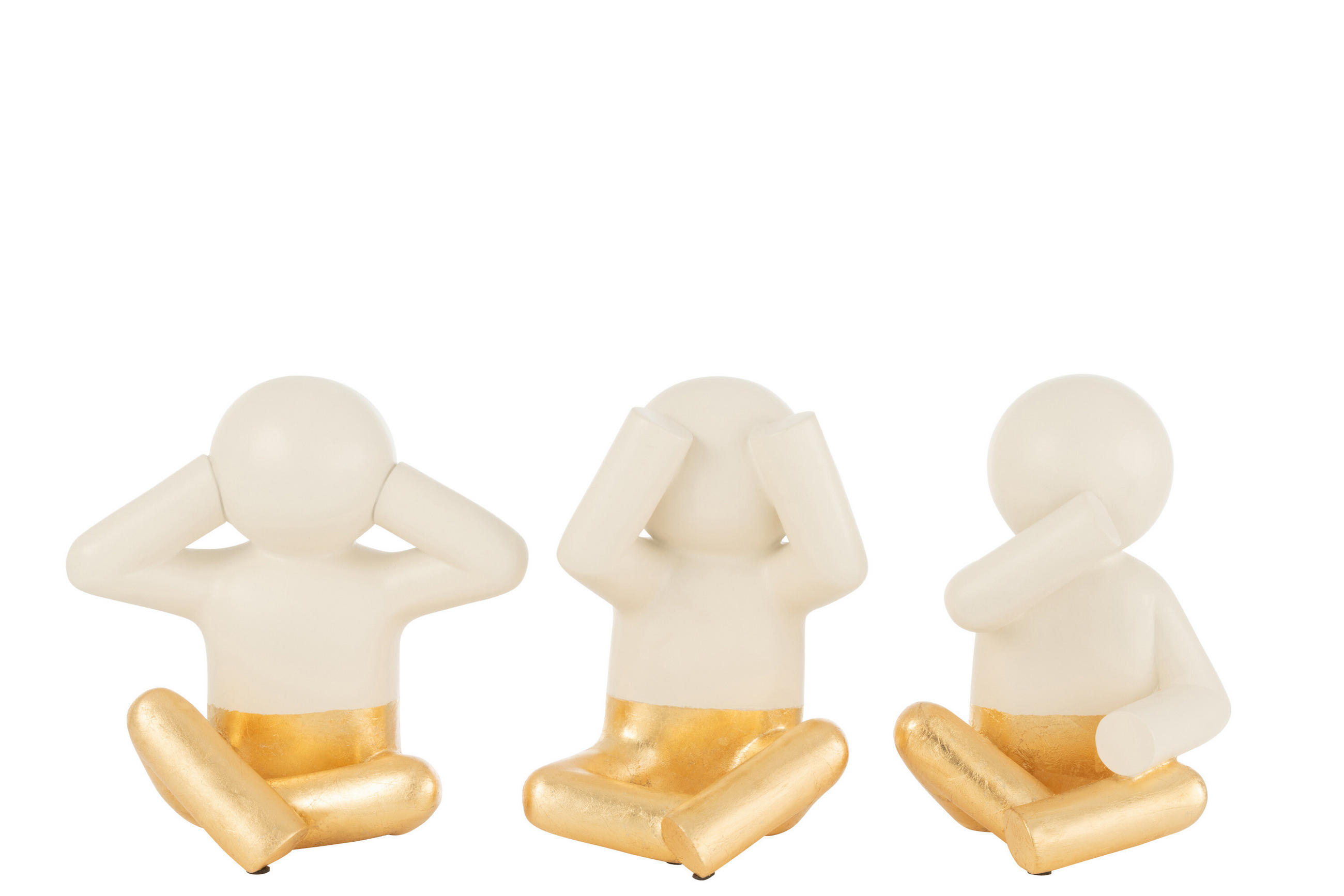 FIGUR P'TIT MAURICE SITZEND - Polyresin - Multi - 3er Set - Multicolor, Glas/Naturmaterialien (15/25/25cm) - J-Line