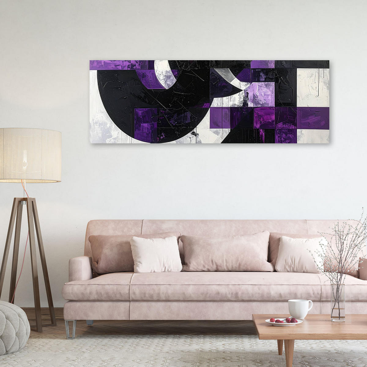 LEINWANDBILD 3D und geometrisch 90x30cm - Lila, Textil (90/30cm) - Feeby