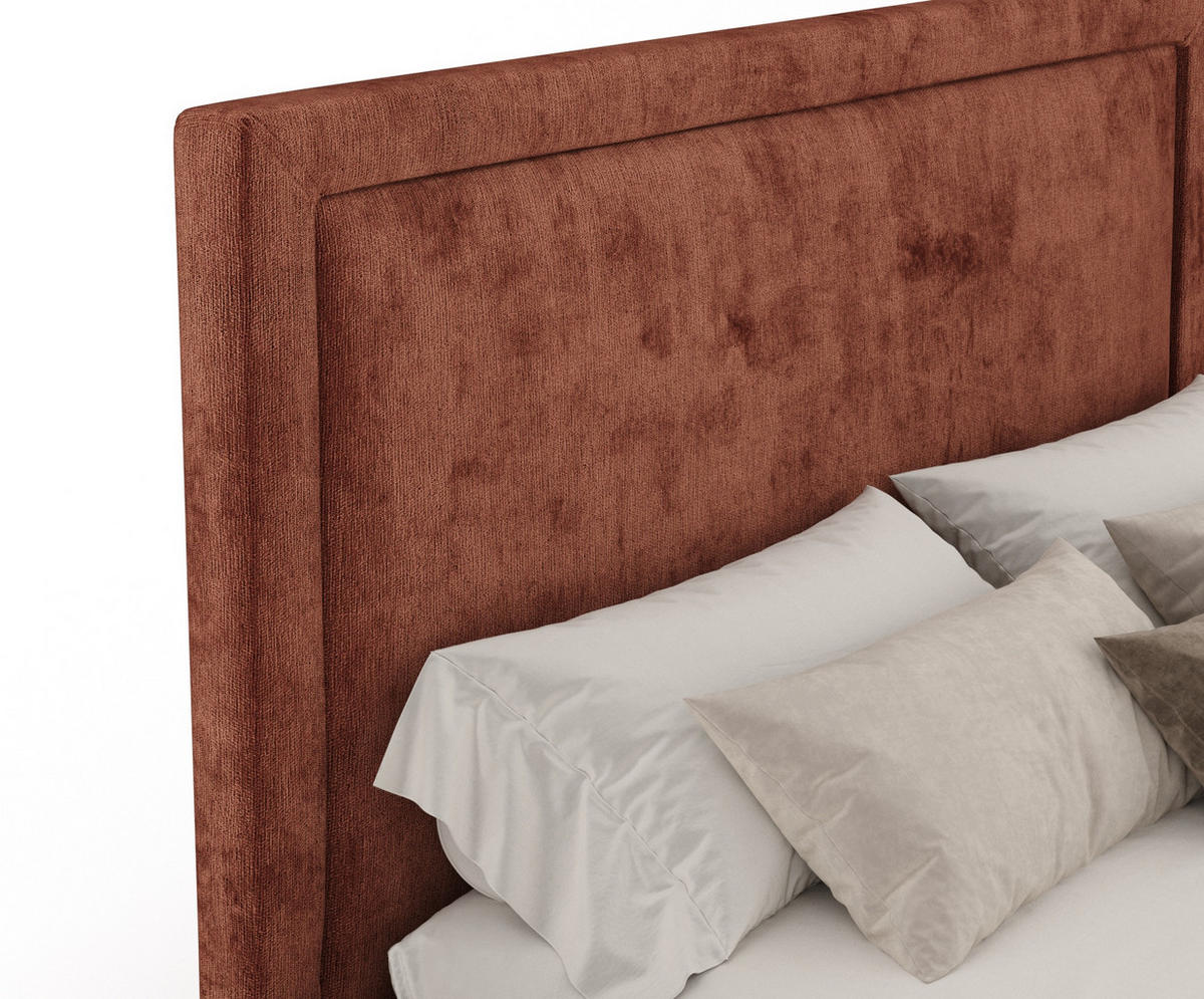 POLSTERBETT Ordina Kupferfarbe 120/200 cm im Chenille-Stoff - Schwarz/Naturfarben, Holz/Holzwerkstoff (120/200cm) - Maison de Reve