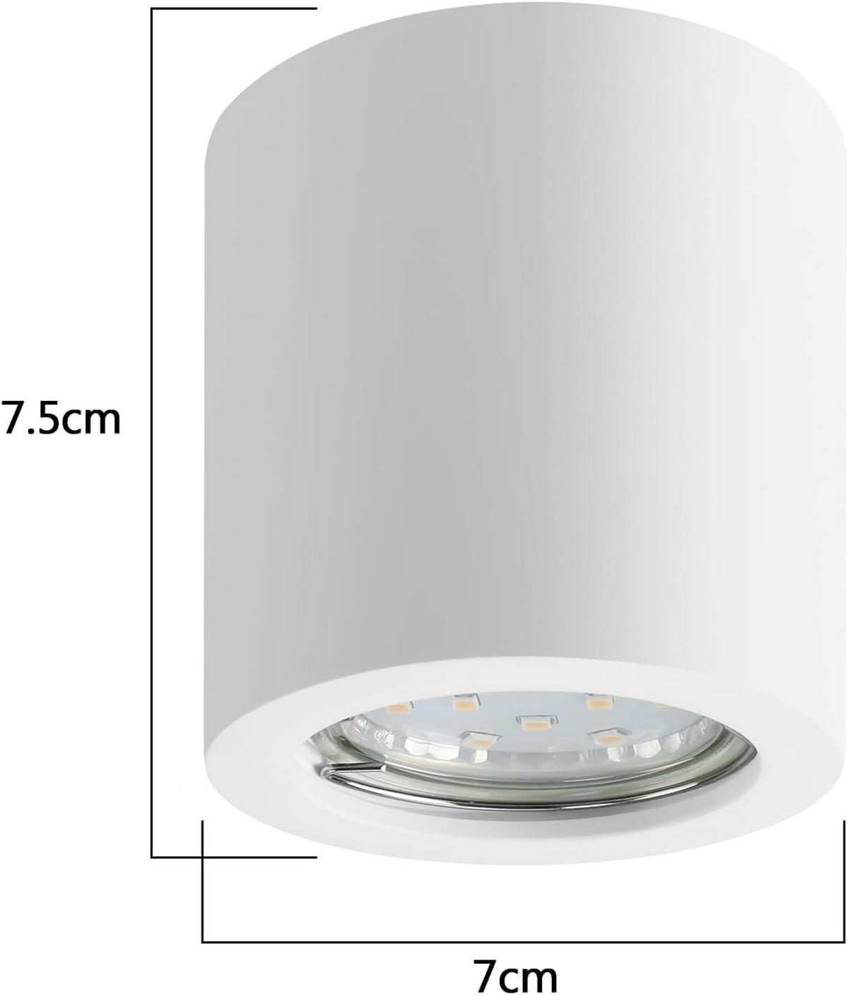 DECKENSTRAHLER Glühra 7/7/7.5 cm - Weiß, Metall (7.5/7/7cm) - ZMH