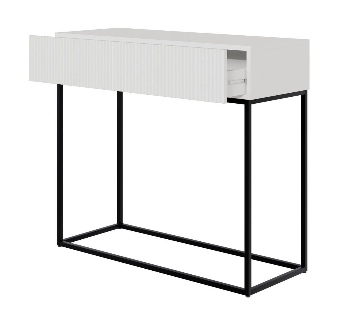 KONSOLENTISCH Veldio Weiß mit schwarzen Beinen 90 cm - Schwarz/Weiß, Holzwerkstoff/Metall (35.6/90/79cm) - Selsey