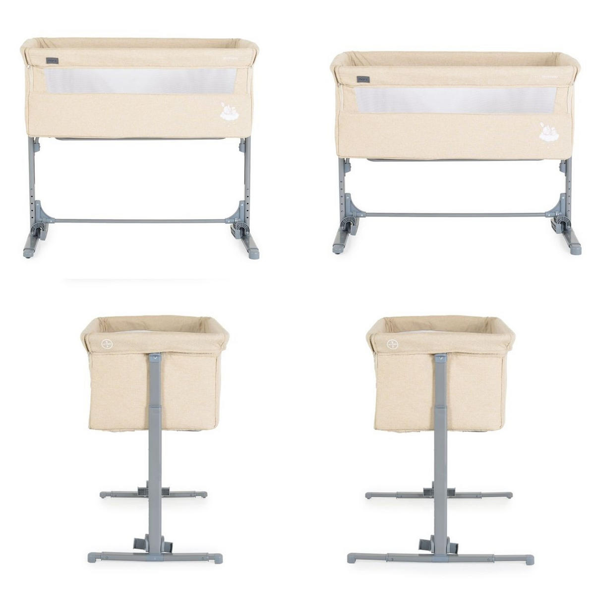 BEISTELLBETT Mystery beige 85 x 47 cm, Schaukelfunktion, 5-fach verstellbar, Anti-Reflux - Beige, Metall (47/85cm) - Moni