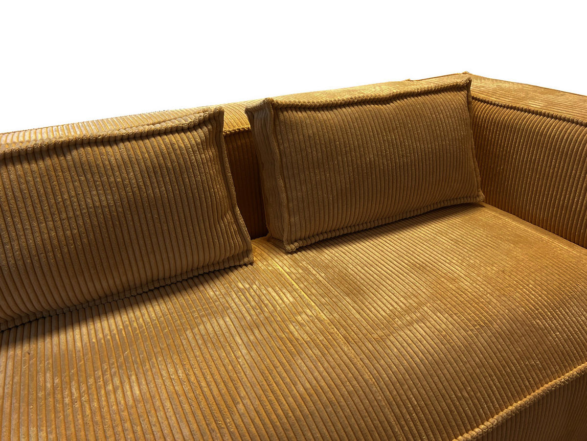 ECKSOFA Nova Honig Cord - Schwarz/Honig, Holz/Kunststoff (262/176cm) - S-Style Möbel