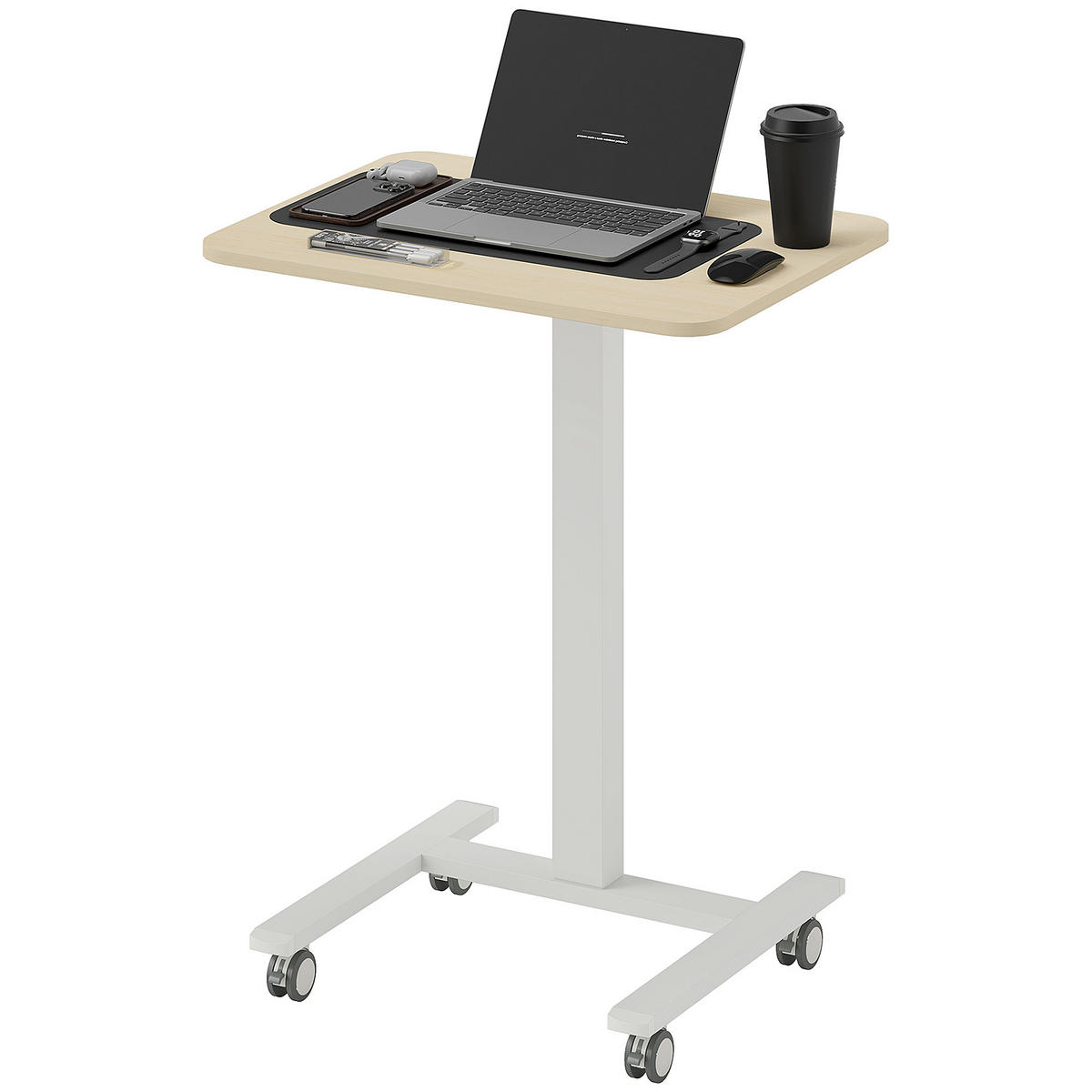 COMPUTERTISCH Gelb höhenverstellbar mit 4 Rollen 65/48/108 cm - Gelb, Holzwerkstoff (48/65/108cm) - PANGIVO