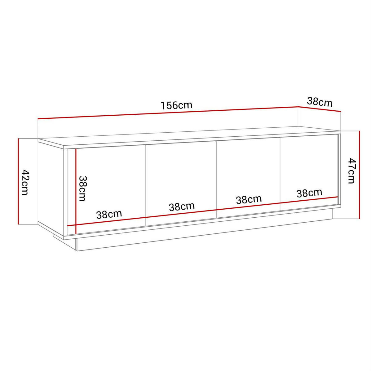 TV-ELEMENT SANAYI auf Sockel Hochglanz Weiß - Weiß, Holzwerkstoff (156/47/38cm) - Lookway