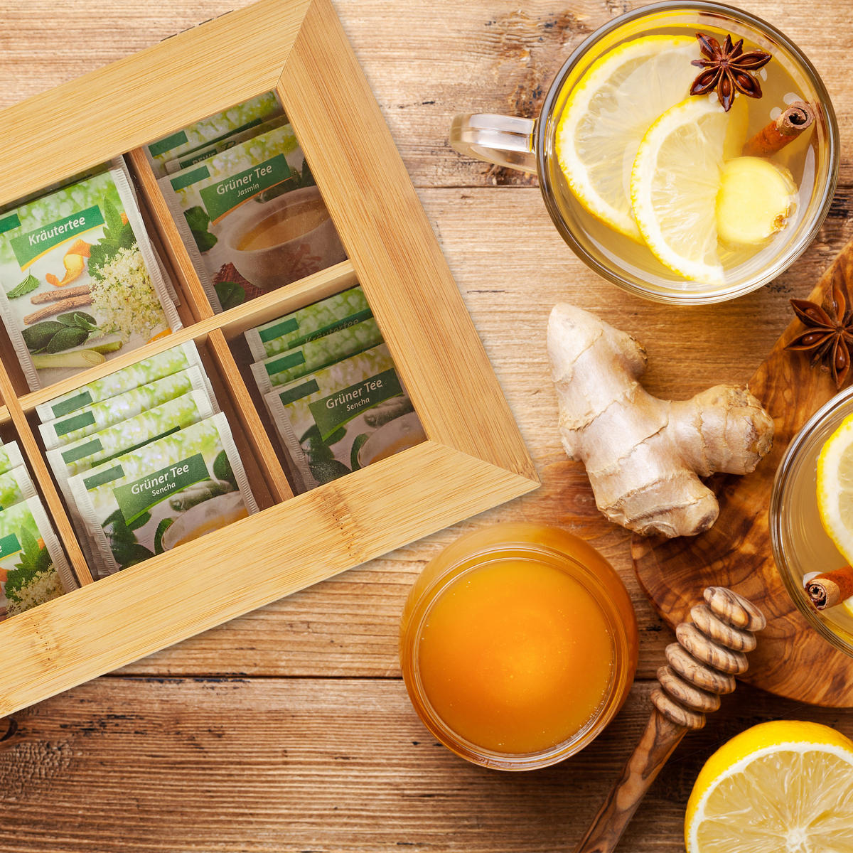 TEEBOX - Hellbraun, Holz/Kunststoff (33/11/20cm) - Relaxdays