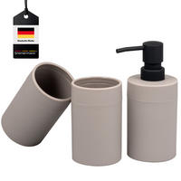 BADEZIMMER-SET SAVONA, Soft-Touch, taupe, rund - Taupe, Kunststoff (9/16/7cm) - bremermann