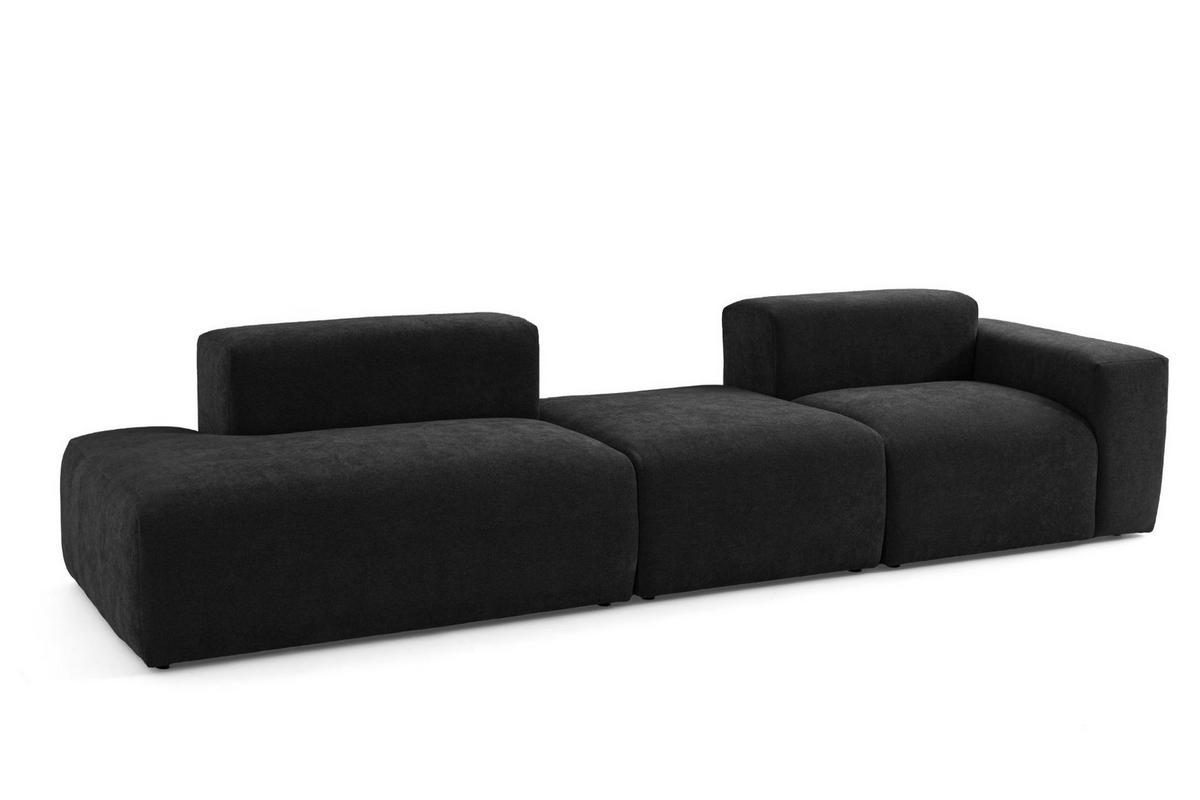 4-SITZER modulares Sofa HEAVEN SET 4 Links, Breite 335 cm Webstoff Schwarz - Schwarz, Holz/Kunststoff (335/71/102cm) - Muffo
