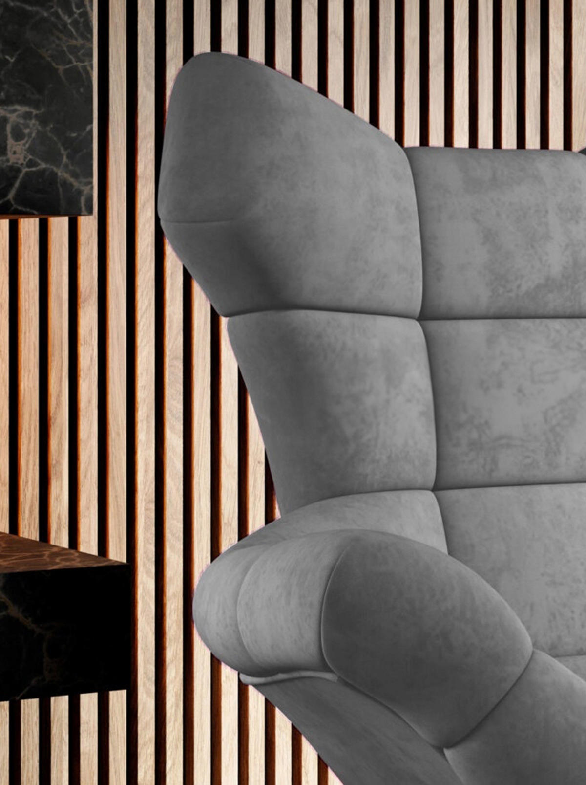 SESSEL SENSI Relaxstuhl mit 360° Drehung und Schwingfunktion – Lux-Schaumkissen, Grau, 104x46x119 cm - Schwarz/Grau, Holz/Textil (104/119/84cm) - DomoHome