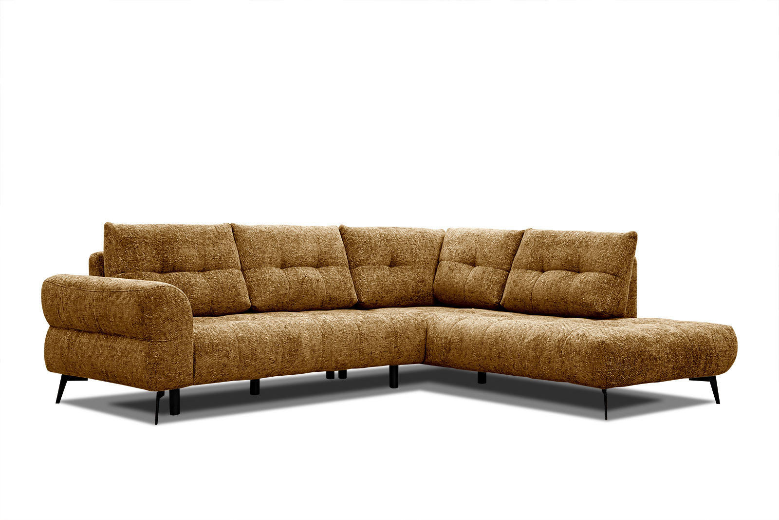 ECKSOFA SALVINI 5-Sitzer, dunkelgelb - Dunkelgelb/Schwarz, Holzwerkstoff/Textil (292/158cm) - Courtois Laville