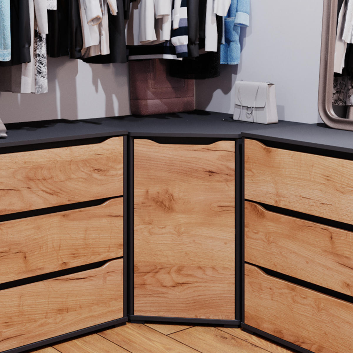 PŘÍBORNÍK Ruben Zlatý mocný dub - medově dubová/antracitová, kompozitní dřevo (78/76.6/78cm) - Vicco