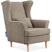 OHRENSESSEL STRALIS inklusive dekorativem Kissen, hellbraun - Hellbraun, Textil (82/108/80cm) - KONSIMO®