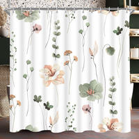 DUSCHVORHANG Blumen Muster beschwerter Saum Polyester schimmelresistent wasserabweisend waschbar fürs Badezimmer und Badewanne - Grün, Textil (200/180cm) - MCBOSON