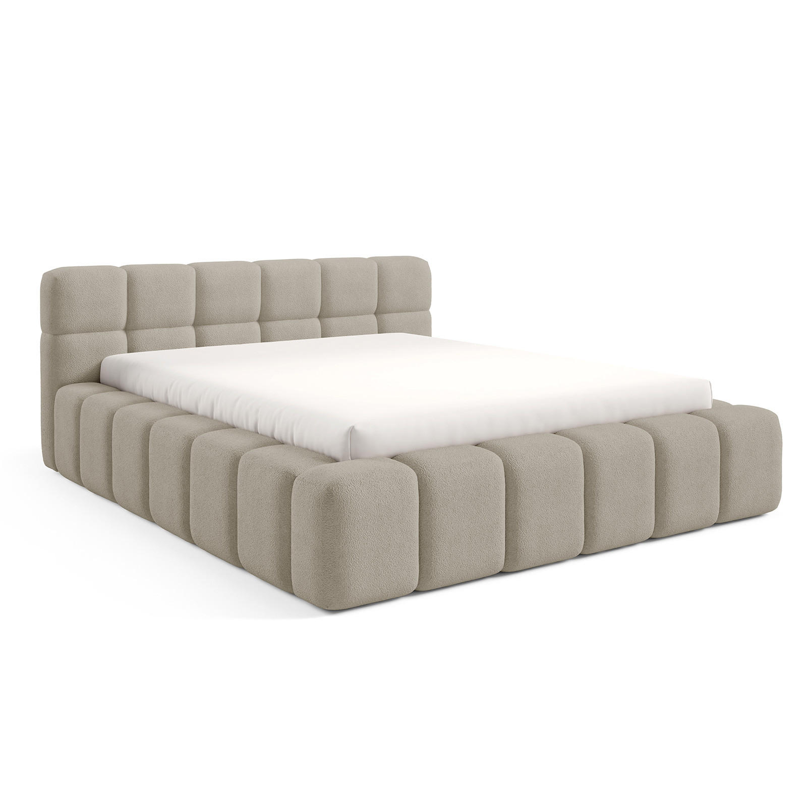 Dekori_Interiors Polsterbett Beige, Grau 180x200 cm