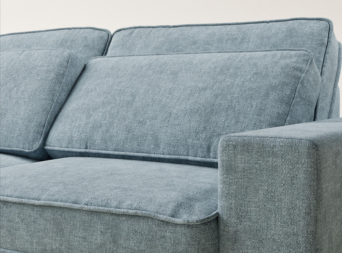 ECKSOFA Kirou Hellblau Chenille-Stoff - Links Seite - Schwarz/Hellblau, Holz/Holzwerkstoff (225/311cm) - Maison de Reve