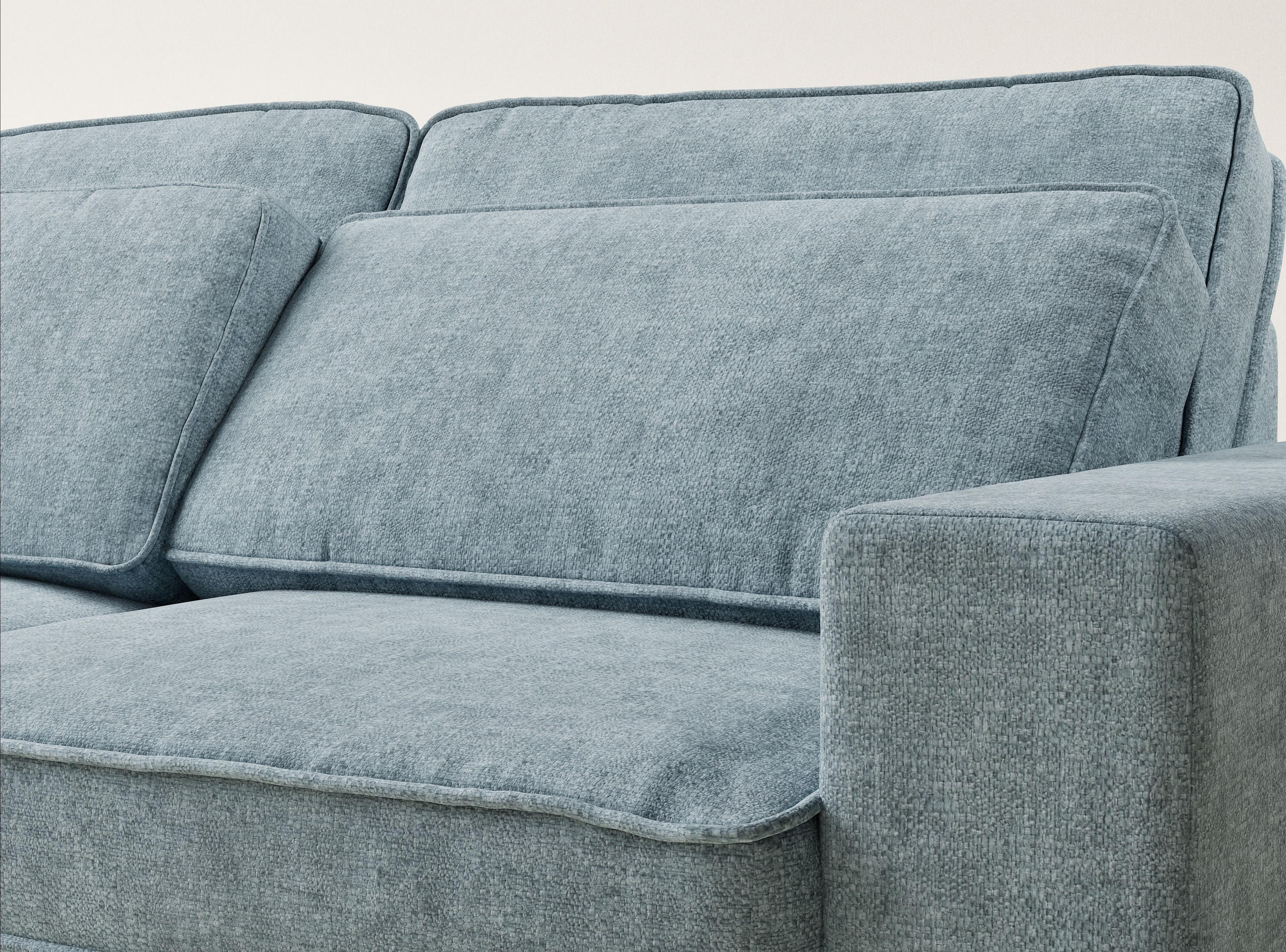 Thumbnail - Maison de Reve Ecksofa, Hellblau, Textil, 5-Sitzer, Füllung: Schaumstoff, L-Form, 311x225 cm, Oeko-Tex® Standard 100, He...