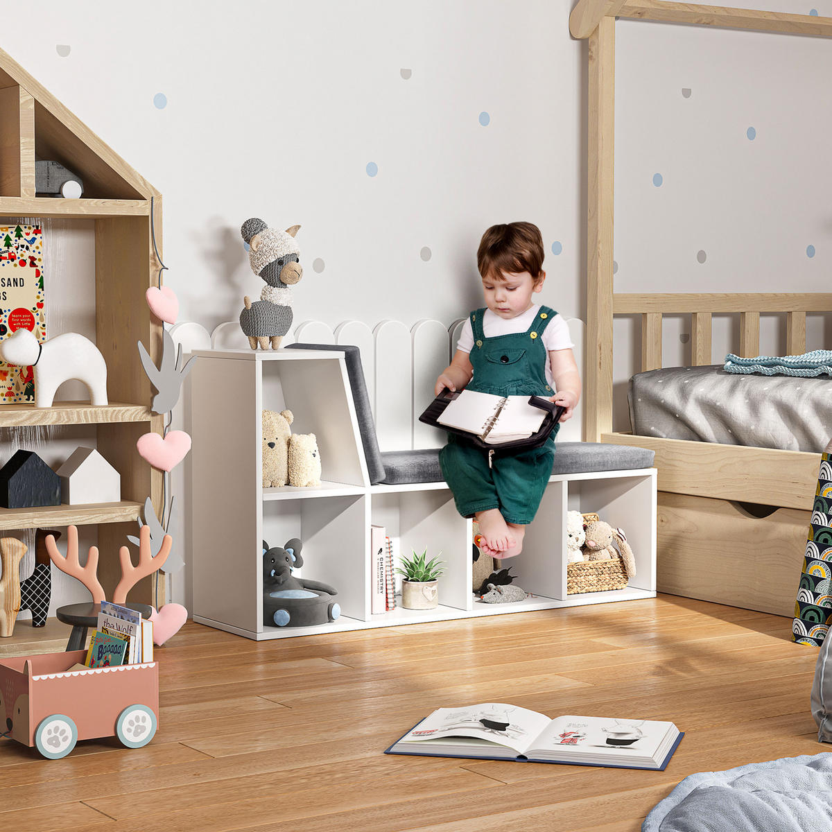 BÜCHERREGAL 108/30/60 cm Weiß/Grau - Weiß, Karton (108/60/30cm)