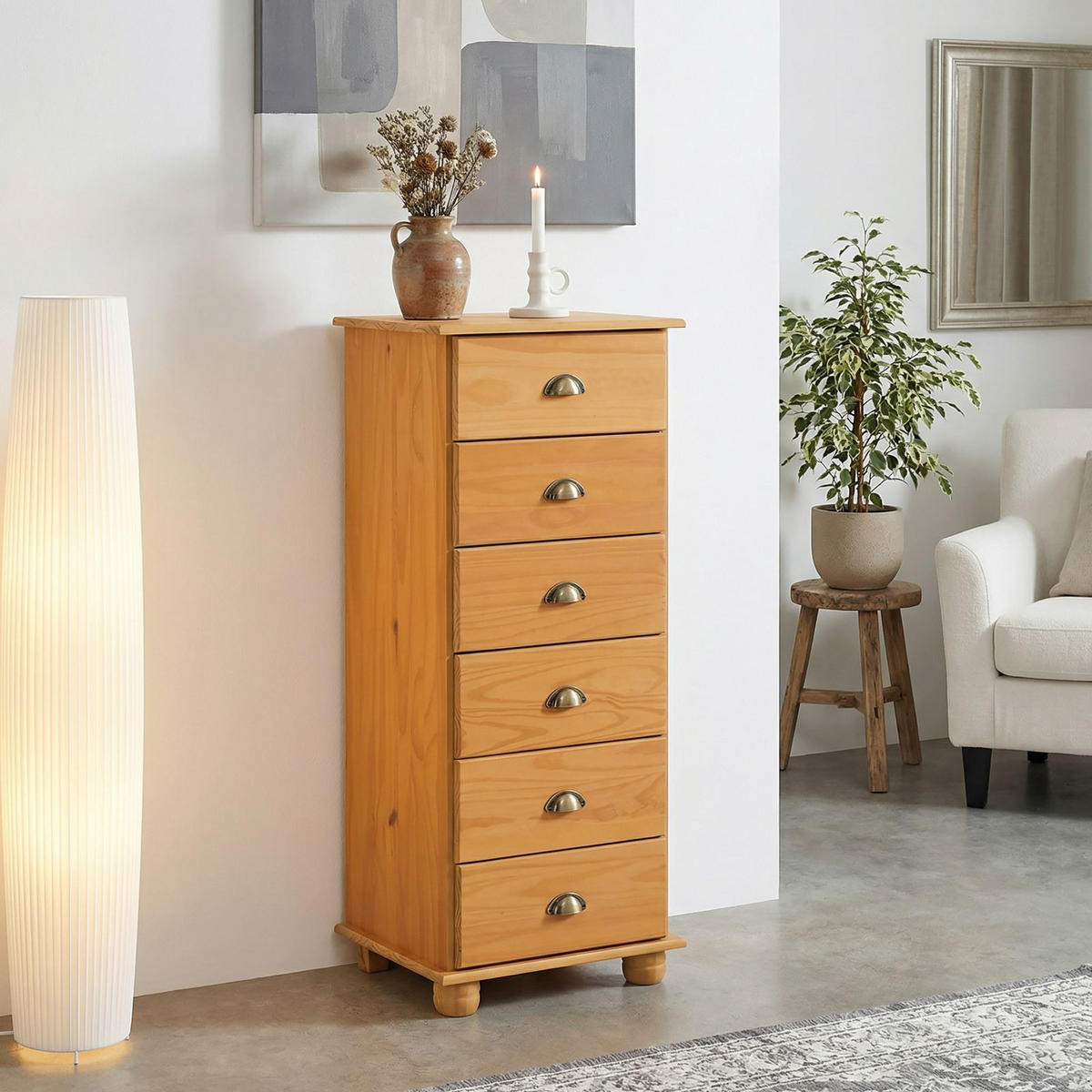 APOTHEKERKOMMODE COLMAR gebeizt/gewachst - Kieferfarben, Holz (49/114/39cm) - IDIMEX