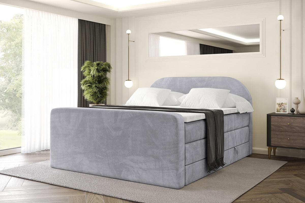 BOXSPRINGBETT mit Matratze und Lattenrost - NOX-Z KING-180x200 - Grau Monolith - Grau, Holzwerkstoff (180/200cm) - ALTDECOR