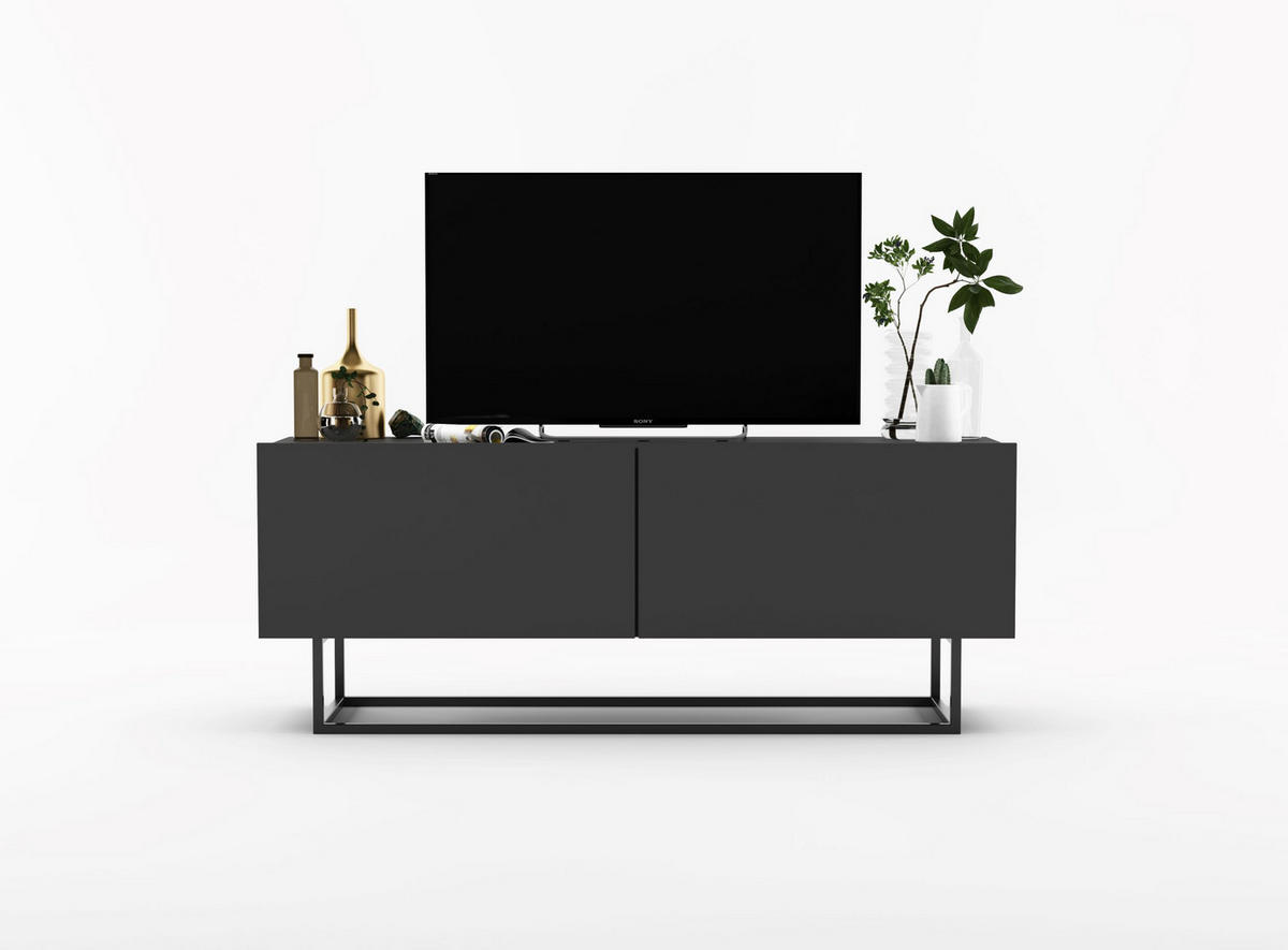 TV-SCHRANK Enjoy Graphitt matt mit Metallrahmen 120 cm - Schwarz/Grau, Holzwerkstoff/Metall (120/46/35cm) - Meble Lindner