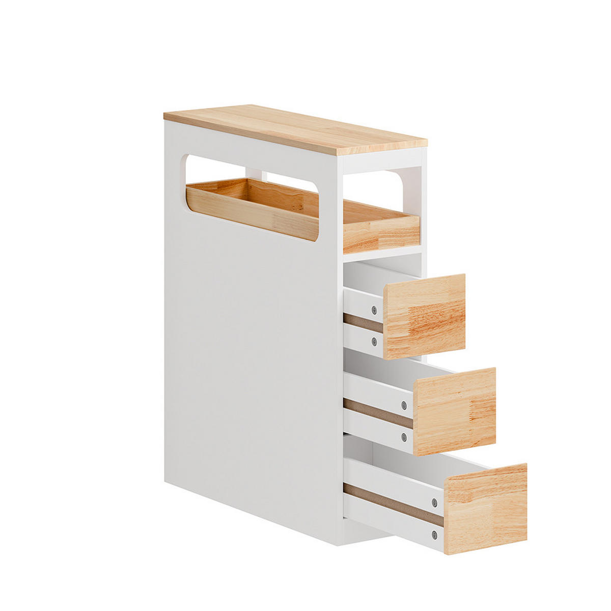 BADUNTERSCHRANK mit 4 Schubladen Weiß 65x23x82cm Modern - Weiß, Holzwerkstoff (23/82/65cm) - SoBuy