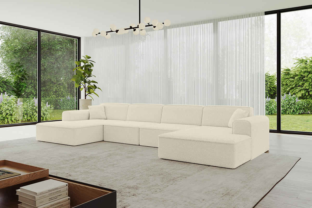 WOHNLANDSCHAFT IREA-U2-v3 - 388x171x79 cm Beige - Creme, Holzwerkstoff/Textil (388/79/171cm) - ALTDECOR