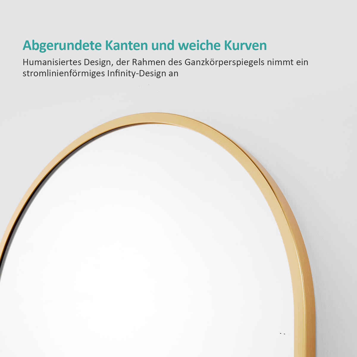 STANDSPIEGEL mit Rahmen Gehärteter Silberspiegel Gold 147/45 cm - Goldfarben, Glas/Metall (45/147/147cm) - EMKE