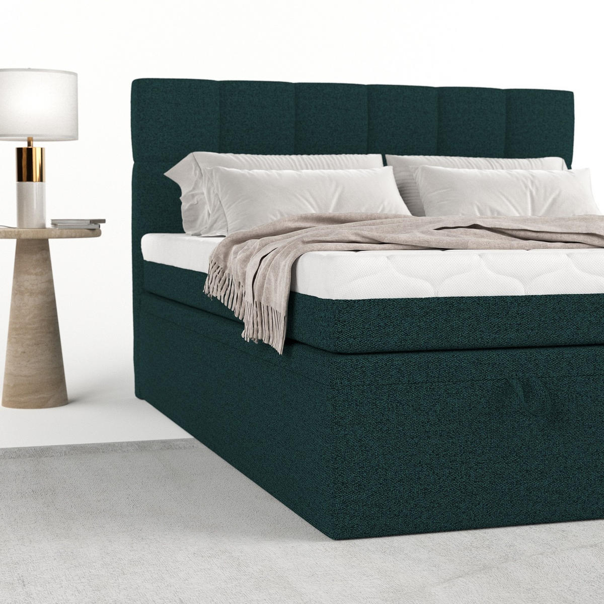 BOXBETT Elano 200/200 cm Grün im Riva Stoff - Schwarz/Grün, Holz/Holzwerkstoff (200/200cm) - AltaBeds