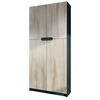 BÜROSCHRANK Logan Fronten in Eiche sägerau - Eiche San Remo, Holzwerkstoff (82/185/37cm) - Vladon