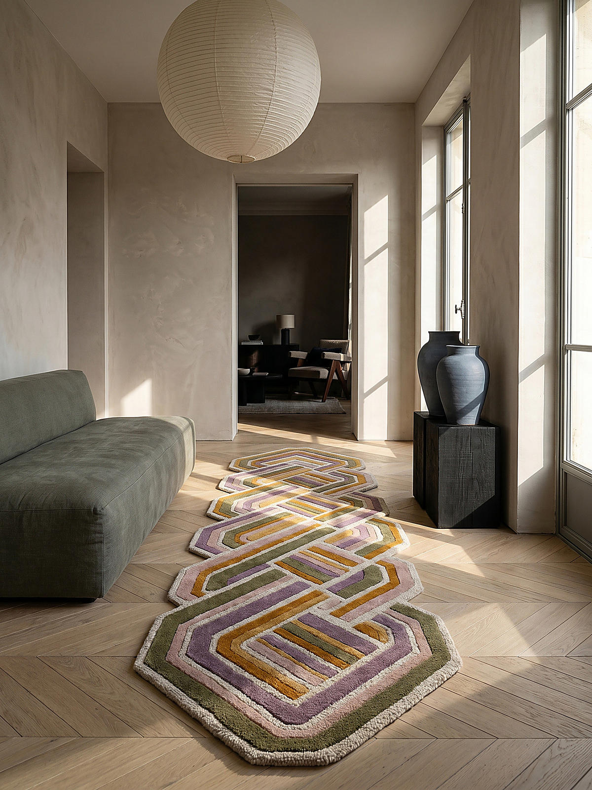 WOLLTEPPICH SOAR, geometrisch, Flieder, 80 x 300 cm - Rosa, Textil (300/80cm) - KADIMA DESIGN