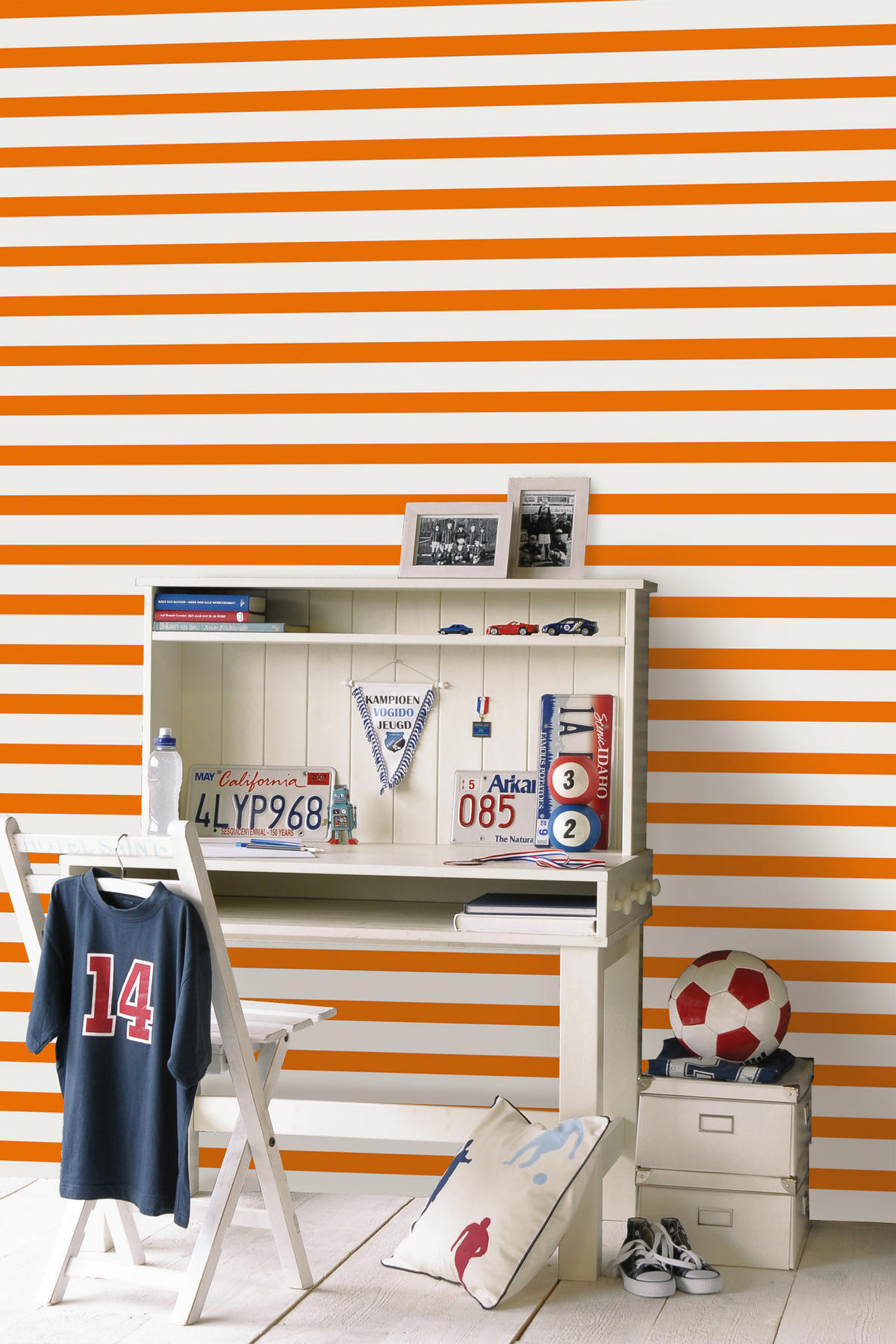 TAPETE Streifen 53 cm x 10.05 m - Orange, Papier (53/0.1cm) - ESTAhome