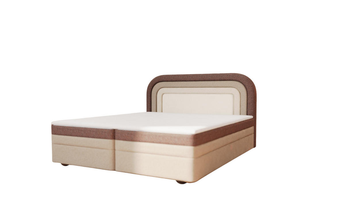 KONTINENTALBETT - Boxspringbett Nest 180x200 - Beige - Aragon 59 + Aragon 03 + Aragon 1 - Beige/Kieferfarben, Holzwerkstoff/Textil (180/200cm) - Möblo