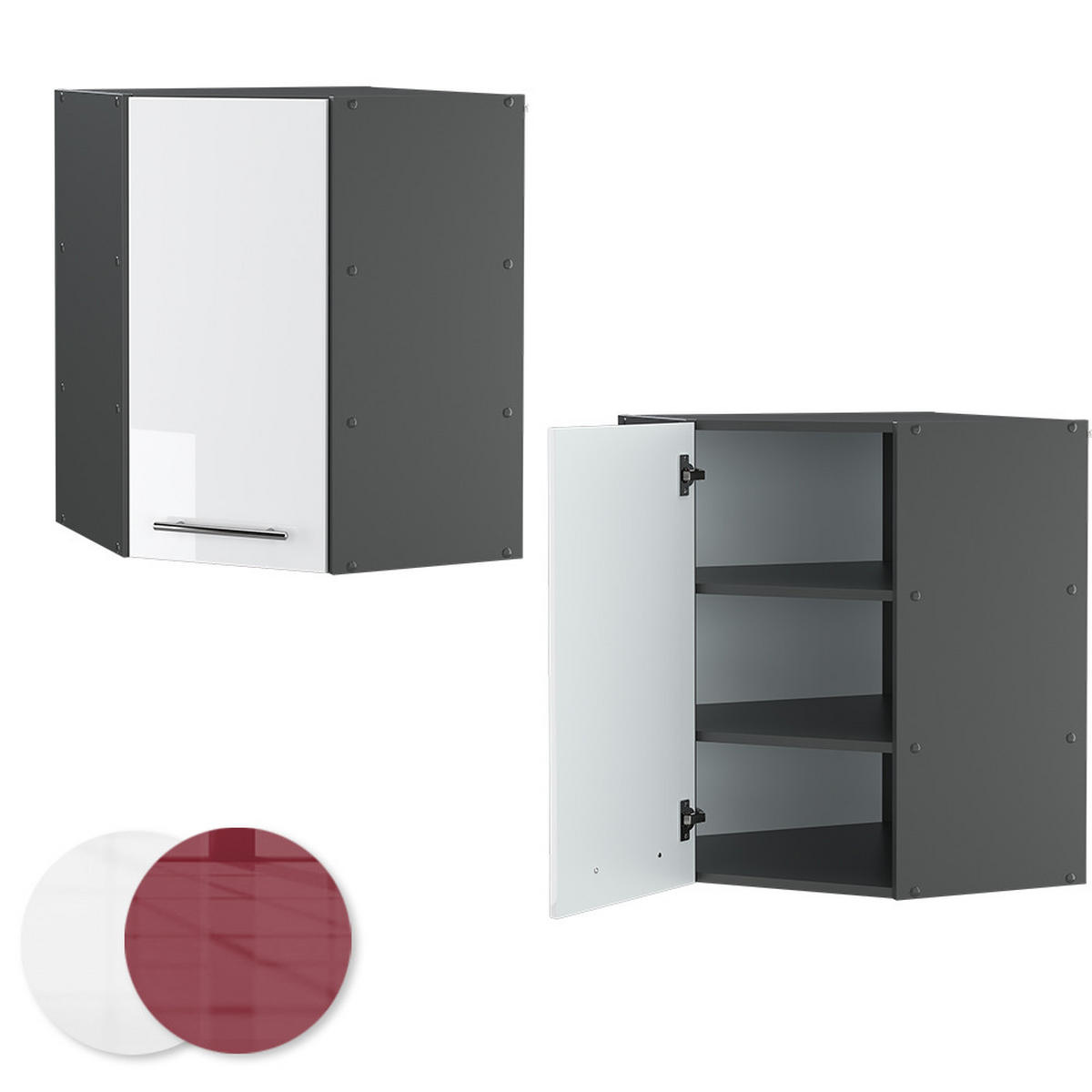 ECKHÄNGESCHRANK Fame-Line Weiß Hochglanz 57 cm - Weiß Hochglanz/Anthrazit, Holzwerkstoff (57/72/34.1cm) - Vicco