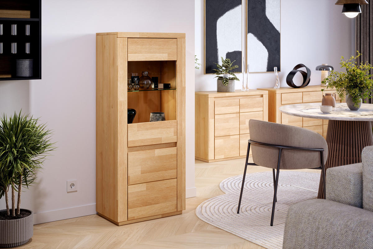 VITRINE Viborg - Buchefarben, Holz (35/48/140cm) - kiki design