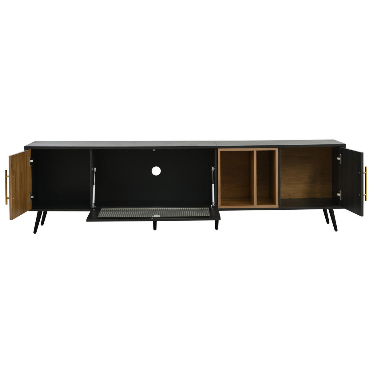 TV-LOWBOARD 200/40/55,5 cm mit 3 Türen und Kabeldurchlass - Grau, Holzwerkstoff (200/55.5/40cm) - BEAOK