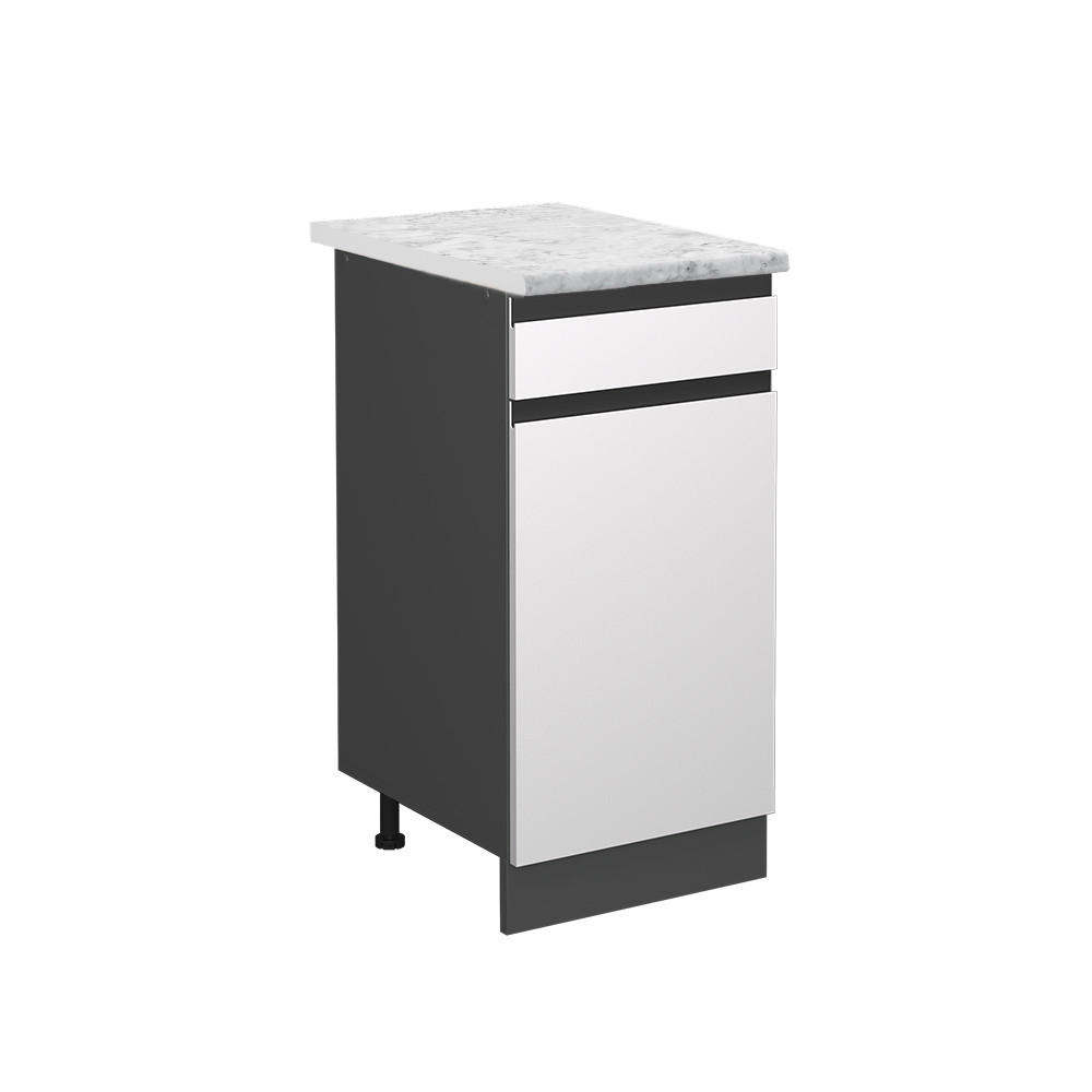 KÜCHENUNTERSCHRANK R-Line Weiß 40 cm AP Marmor - Anthrazit/Weiß, Holzwerkstoff (40/81.6/60cm) - Vicco