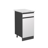 KÜCHENUNTERSCHRANK R-Line Weiß 40 cm AP Marmor - Anthrazit/Weiß, Holzwerkstoff (40/81.6/60cm) - Vicco
