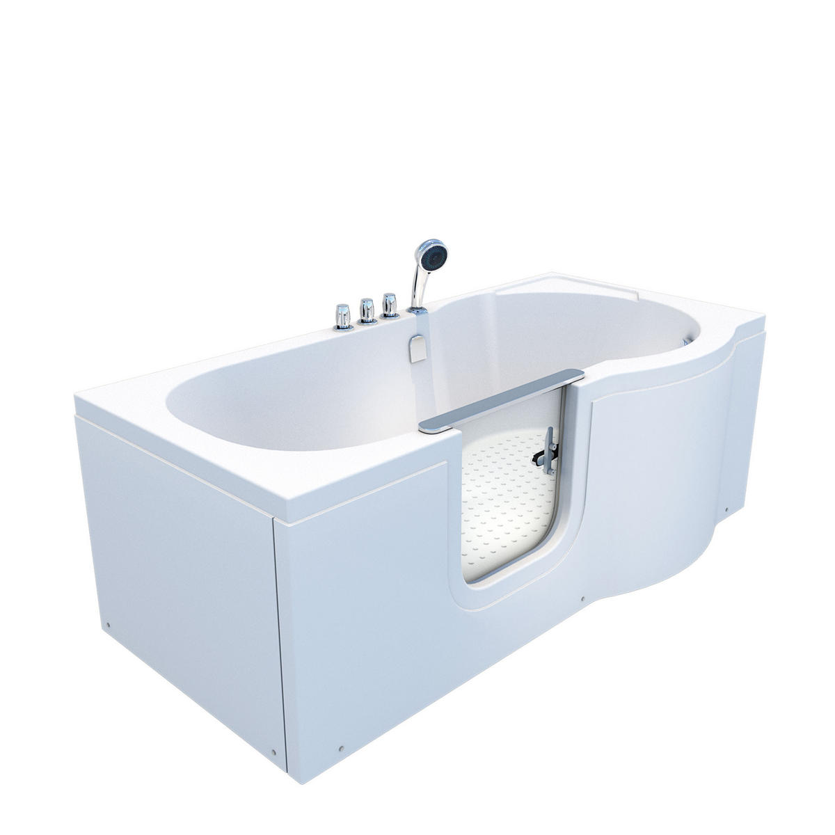 SENIORENBADEWANNE mit Tür S12-TH-L 170x85cm - Weiß, Glas/Kunststoff (85/60/170cm) - AcquaVapore by Sandra Jentho