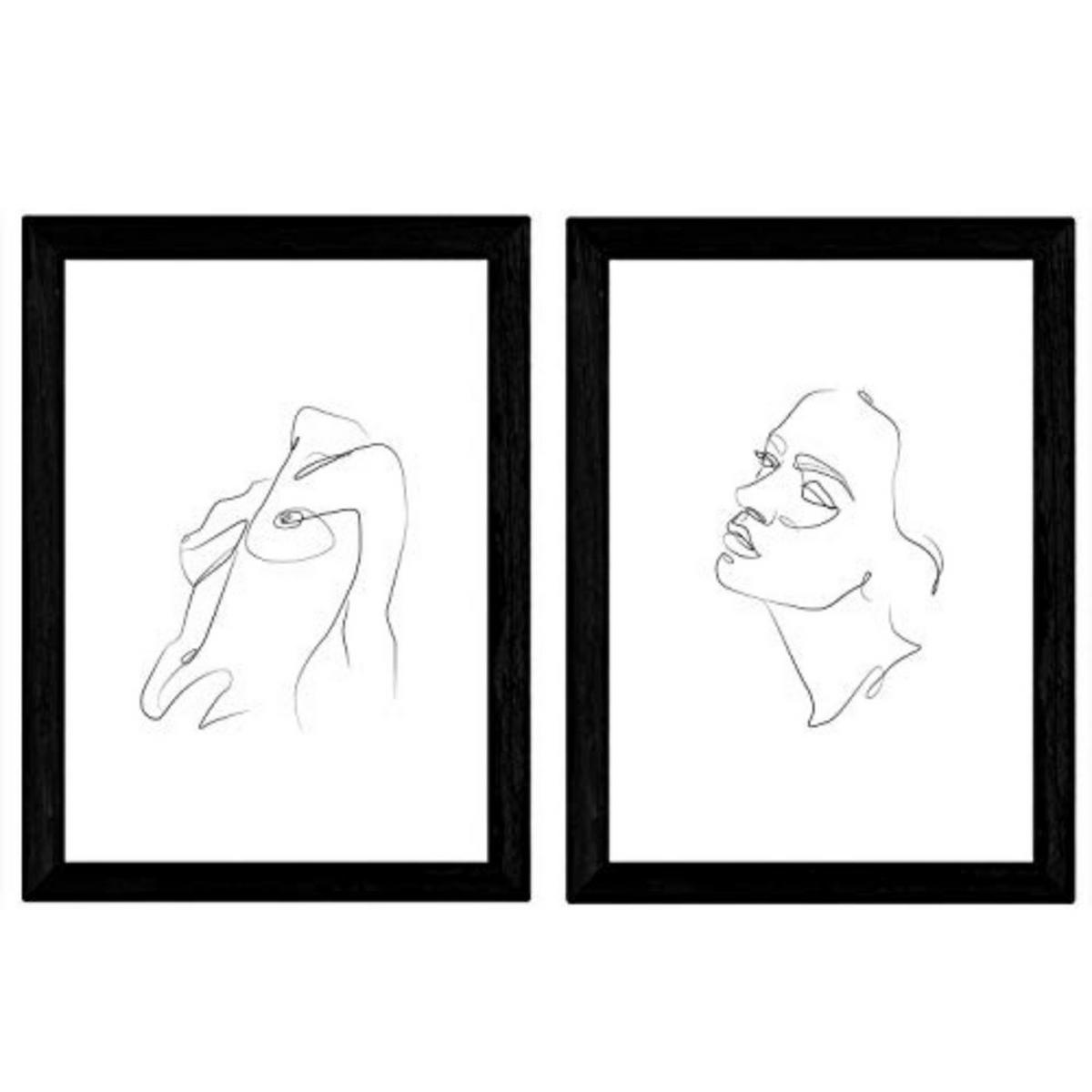 POSTER Set Mit 2 Single-Line Face Fraunackt A3 Rahmenlos - Klar, Papier (29.7/5/42cm) - Nacnic