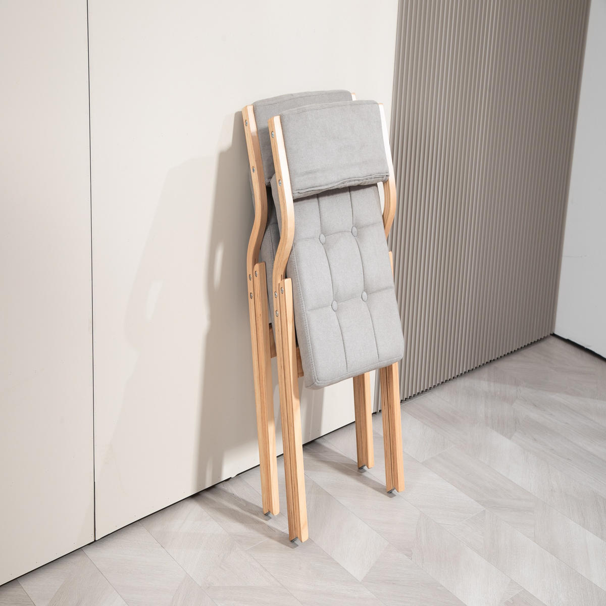 KLAPPSTUHL gepolstert 2er-Set Holz Grau - Grau, Holz (48/77/61cm) - Meubliv