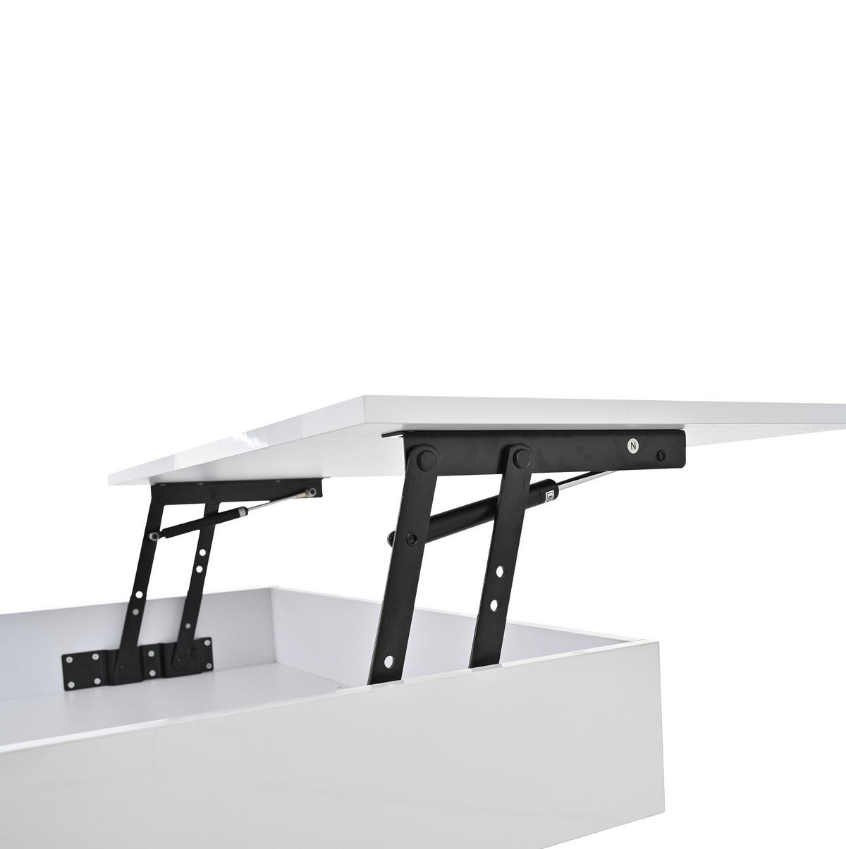 COUCHTISCH 70/70/45 cm Weiß aus Spanplatte mit Hebefunktion und Stauraum - Weiß, Holzwerkstoff (70/70/45cm) - OKMYHOME